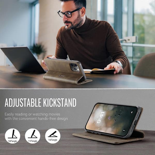 Compatible with iPhone 11 Pro Case CASEME 033 Series RFID Wallet Stand Calf Texture Leather Phone Case