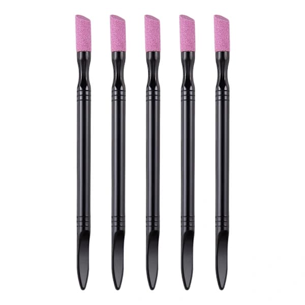 5 Pieces Double-Sided Cuticle Files Stone Nail Grinding Pen Cuticle Pusher