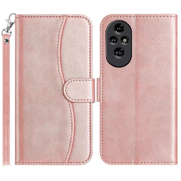 Dubbelvikt S-formad Läder Telefonfodral Rose Gold