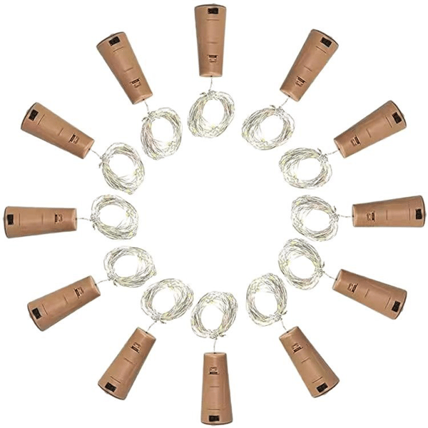 12 Bottle Lights, Wine Bottle Cork Lights, 2 Meter 20 Lights, Button Cell Battery Powered LED Lights, Christmas Decoration, Wine Bottle String Lights