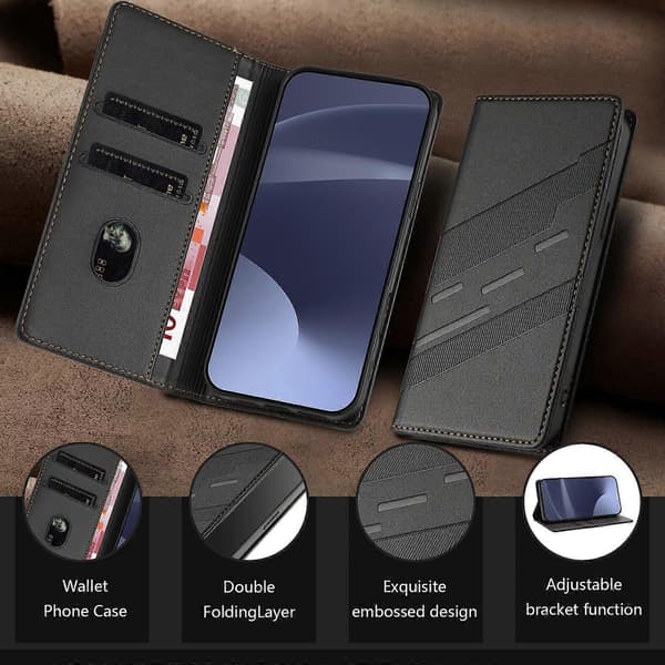Case for iPhone XR, Soft PU Leather Folio Flip Shockproof Phone Case - Dark Green