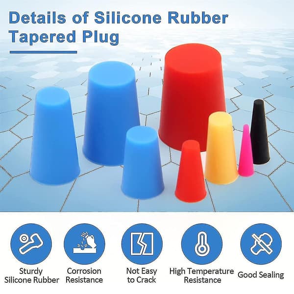 Silicone Rubber Conical Plug - 110 Pcs High Temperature Resistant Rubber Stoppers for Holes