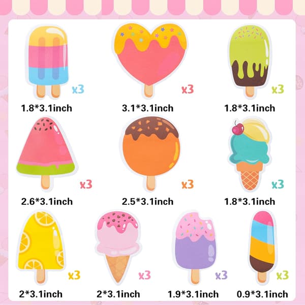 Post-it Notes - Memo Paper - Notes - 30 Ice Cream Themed Post-it Notes - Self-Adhesive Memo Sheets - Perfect for Office, School, and Party Bags