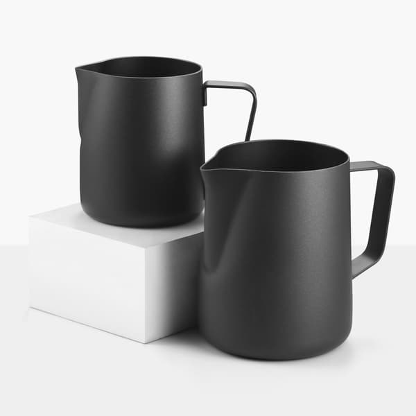 Mælkekande i rustfrit stål 350 ml 12 oz til cappuccino og latte mælkeskumning, sort