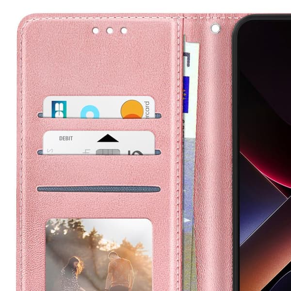 Fodral för Xiaomi Poco X7 Pro - Rosé Champagne - Handledsrem - Videostöd - Plånbok