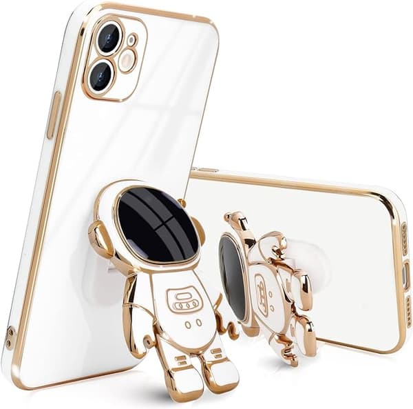 Kompatibel med iPhone 12 Deksel Søt 3D Astronaut Stativ Design Kamera P