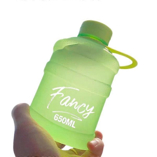 Mini Liten Ren Hinkkopp Plast Vattenkopp Fancy [Frostat Grön] 650ml Enkel Kopp + Snodd