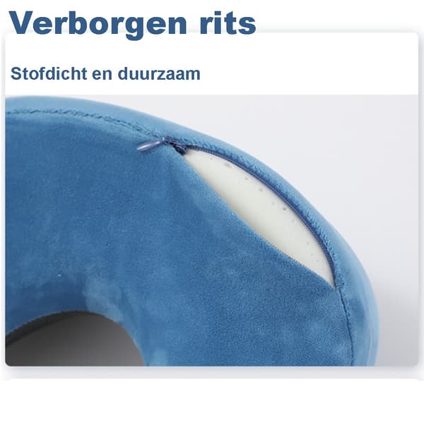 Rejsekudde til Fly - Memory Foam Rejsekudde til Voksne med Ørepropper, Øjenmaske & Bæretaske (Blå)