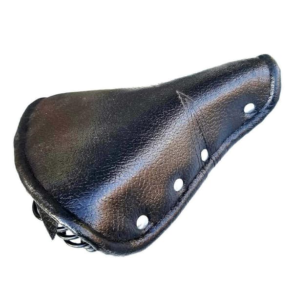 Vintage Faux Leather Bicycle Saddle Rivet Spring Black [DB]