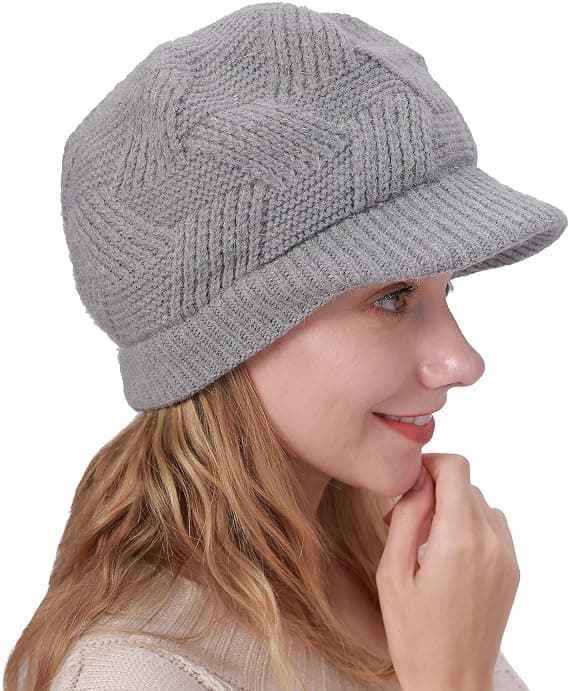 Varm vintermössa för kvinnor, stickad slouchy beanie med