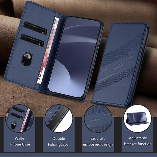 Case for iPhone XR, Soft PU Leather Folio Flip Shockproof Phone Case - Dark Green