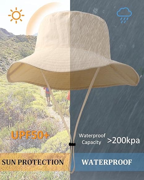 Vanntett Solhatt UPF 52+ Bøttehatt UV-beskyttelse Beige