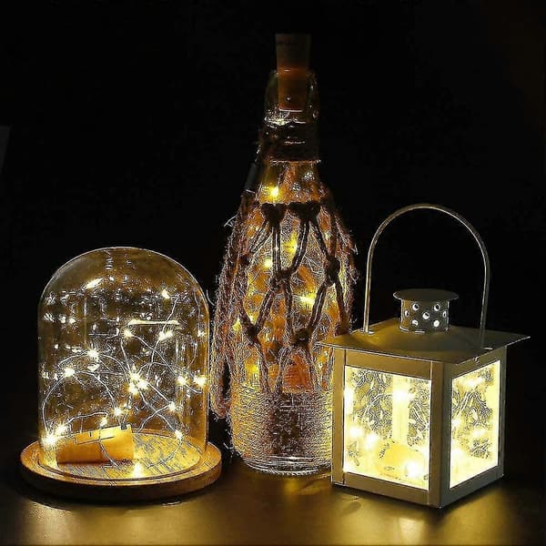 12 kpl pullolamppuja, korkilamput viinipulloille, 2 m 20 LED-valoa