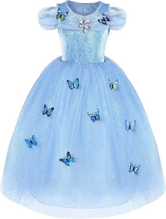 Prinsessekjole Elegant Blå Børnekostume Blå Blå 128