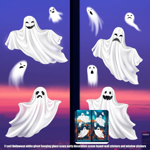 Halloween Ghost Set PVC Stick White For