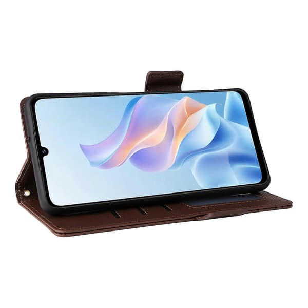 Fodral för ZTE Blade A76 5G med handledsrem, litchi-textur PU-läder plånboksfodral Brown