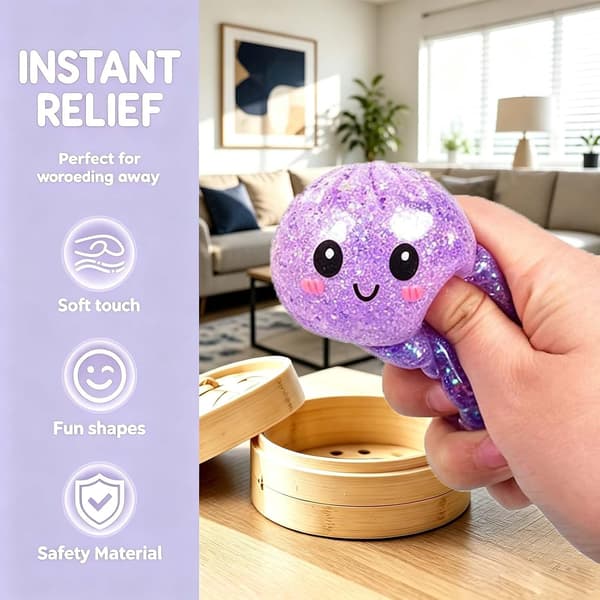 12 stk. Glitter Dumpling Squishy, 2026 Opgraderet Mini Squishy Dumpling Legetøj, Søde Stressbolde Fidget Sensorisk Legetøj, Julestrømpefyld