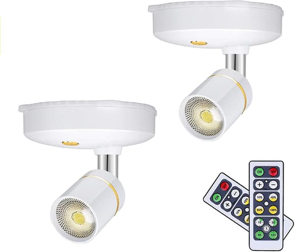 Wireless Spotlights Battery Operated Picture Lighting Mini Accent Lights Indoor Dimmable LED Spotlight with Remote Control Stick Anywhere Rotatable...