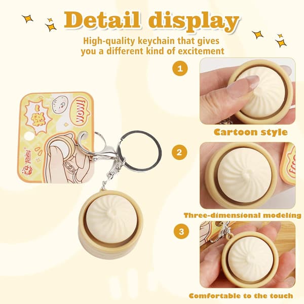 2 stk. Dumpling Fidget Legetøj Fidget Nøglering, Søde 3D-printede Sensoriske Kliklegetøj Mini Sensorisk Legetøj Angst- og Stresslindring til Voksne