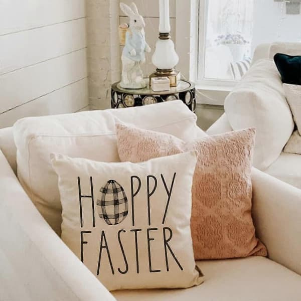 Pillowcase Four-Piece Set Easter Decorations Floral Rabbit Plaid Eggs He Is Risen 45x45 cm Spring Country Decor