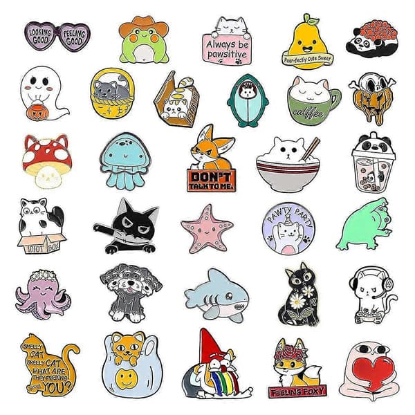 40 Pcs Cute Enamel Backpack Pins, Funny Enamel Pins Bulk Set Cool Button Pins Aesthetic Brooch Lape