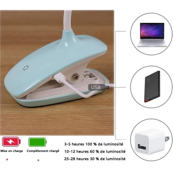 Bordlampe - USB Genopladelig 20 LED 3 Farvetemperaturer Lysstyrkeniveauer