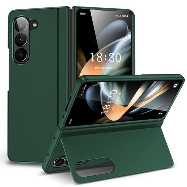 Compatible with Z Fold6, suitable for Samsung foldable screen phone case, invisible magnetic stand, anti-drop protective shell in dark green