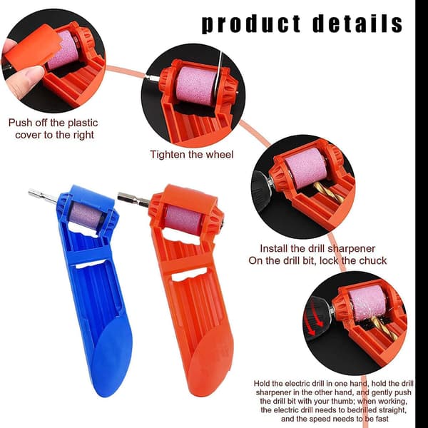 2 Pieces Drill Bit Sharpener, Corundum Drill Bit Sharpener, Portable