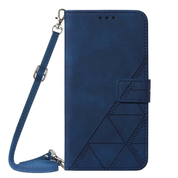 Crossbody 3D präglad flip-läderfodral Blu Blu Blue For iPhone 15