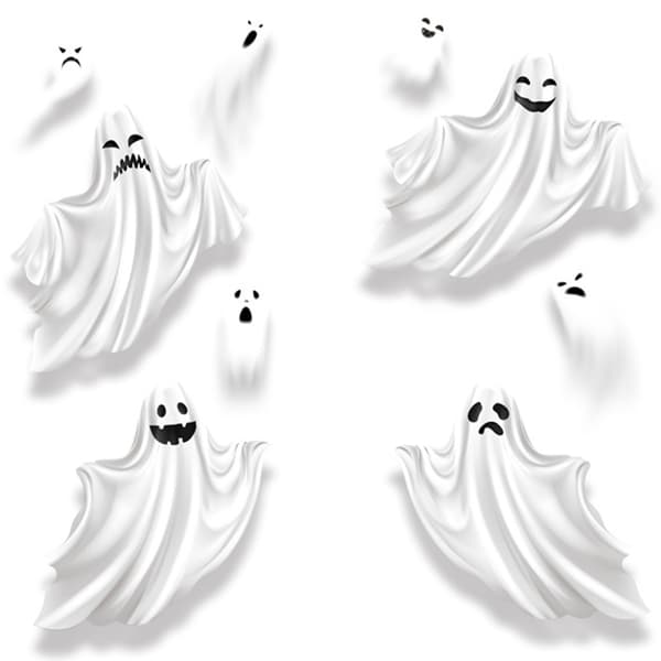 Halloween Ghost Set PVC Stick White For