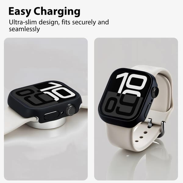 2-Pack Protective Case with Built-in Screen Protector for Apple Watch 44mm – Full Coverage Protection with Tempered Glass, Easy Installation (Black)