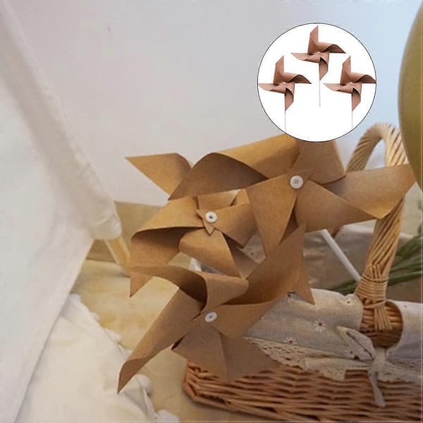 Retro papirvindmøller, 3-pak DIY dekorative vindmøller til bursdagsfester, hage- og innendørsdekor
