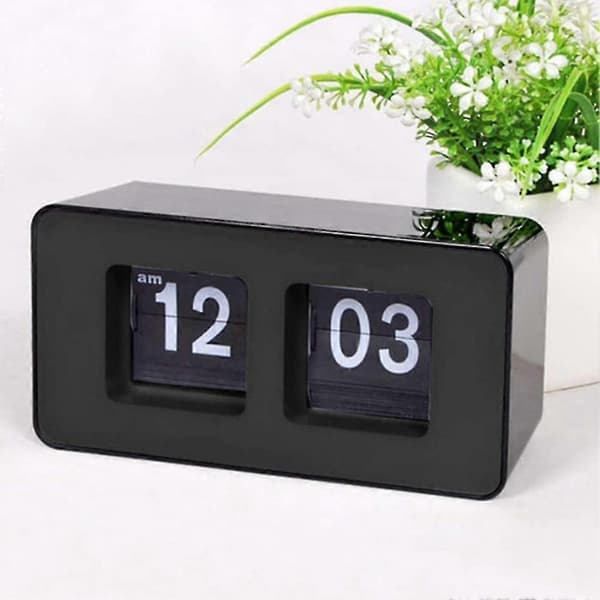 Automatic Flip Clock, Classic Retro Clock, Digital Table Clock, for Family Bedroom (Black, 1 P)
