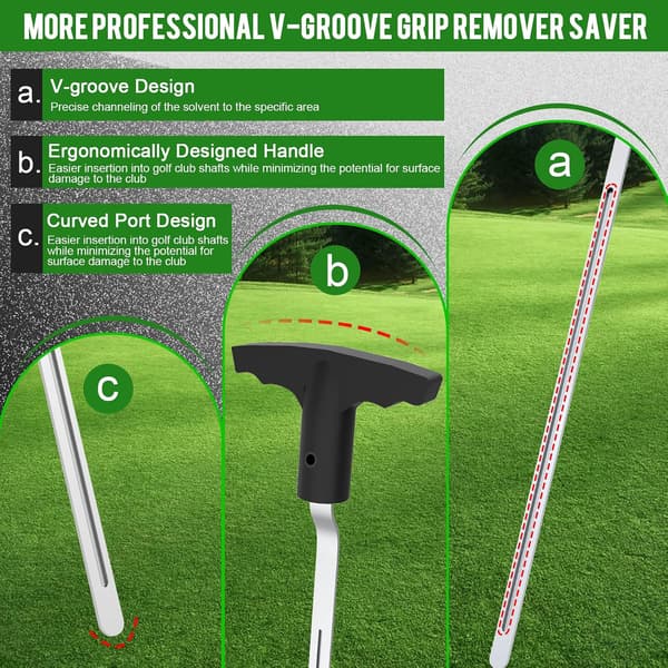 Golfgrebfjernerværktøj, V-rille Golfgrebfjerner, Golftilbehør Grebfjernelse