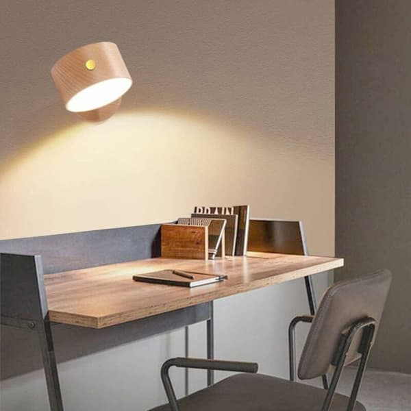 Wall Lamp - USB Rechargeable LED Solid Wood 1500mAh Indoor