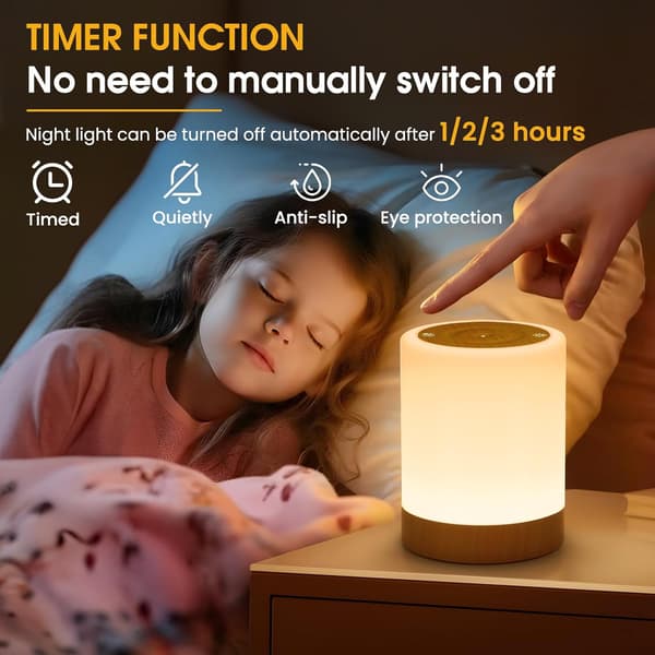 Touch LED Night Light, Dimmable Wireless Rechargeable Table Lamp with 5 Modes and 256 RGB Colors, Warm Light Bedside Lamp Timer Function