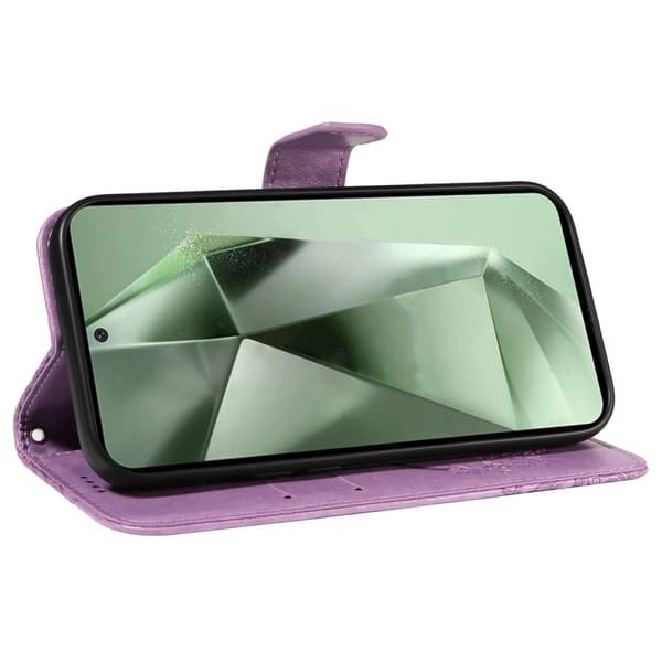 For Samsung Galaxy S24 FE Case Stand Wallet Case Butterfly Pattern - Purple