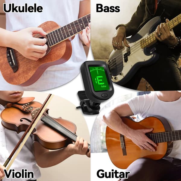 Gitarrstämmare Clip-On, Gitarrtillbehör Digital Stämmare med Plektrum, Kompatibel med Akustisk Gitarr, Elgitarr, Bas