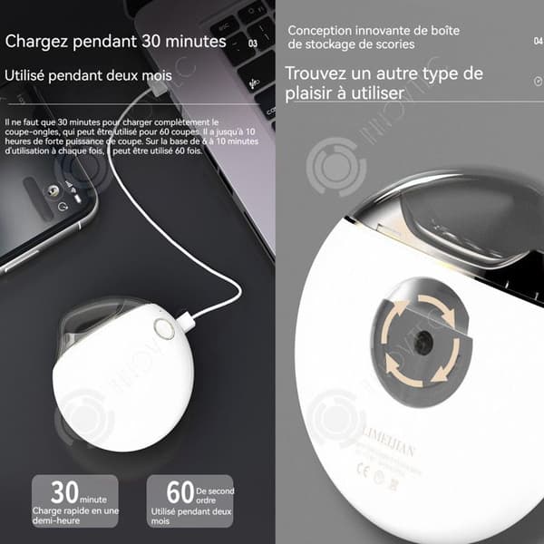 Electric Nail Clipper 78x80x33mm, 60 Consecutive Uses, Automatic, Safe to Prevent Splashing Function