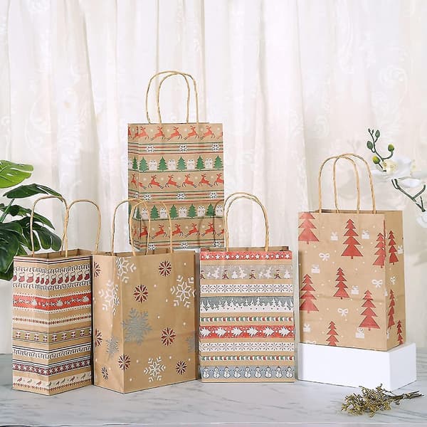 Julklappspåsar i 20 olika stilar, julklappspåsar i papper med handtag