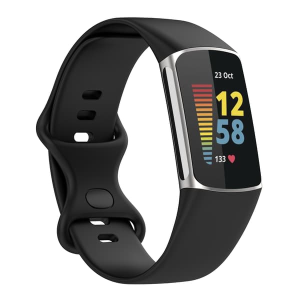 Silikone armbånd til Fitbit Charge 5 og Charge 6 Sort S Sort