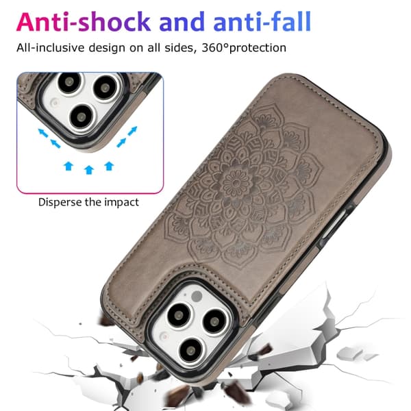 iPhone 16 Pro Max Case - Double Buckle Mandala Leather Cover