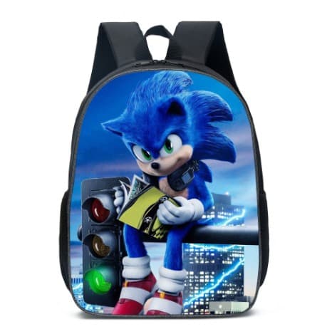 Sonic Backpack Large School Backpack Double Cartoon Anime Sonic Sonic Student Bookbag Children Men and Women Shoulder Backpack Bookbag C