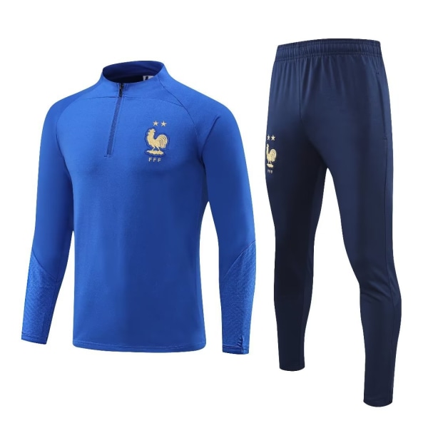 Långärmad fotbollströja herr Frankrike blå fotbollsträningskläder france blue XL