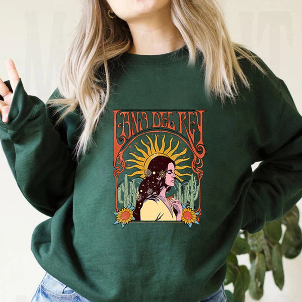 90-tals retro sweatshirt Streetwear Lana Del Rey Vintage Estetisk hoodie Music Tour Shirt Dam Höst Vinter Trendiga toppar Navy Blue S