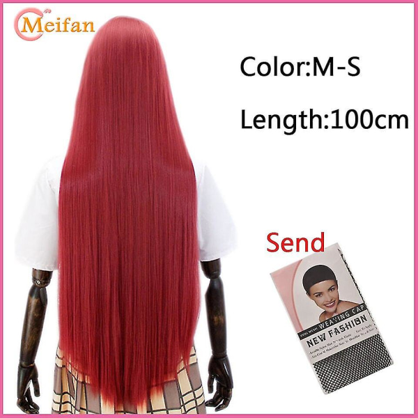 Meifan lång rak Lolita 100 cm peruk syntetiskt hår Anime C S