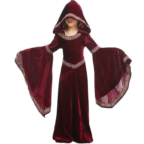 Halloween Vin Röd Vampyr Barnkläder Flickor Fest Cos Performance Kostymer Europeiska medeltidsdräkter Hög kvalitet M