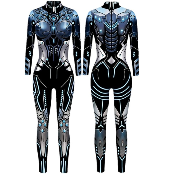 Robot Punk Jumpsuit Catsuit Sexiga Kvinnor Cosplay Kostymer Cyberpunk Zentai Halloween Bodysuit_ai 2 XL