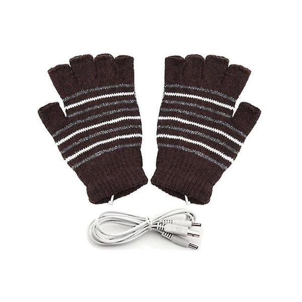 Vinter elhandskar Isolering USB Värmehandskar S-xl Brown M