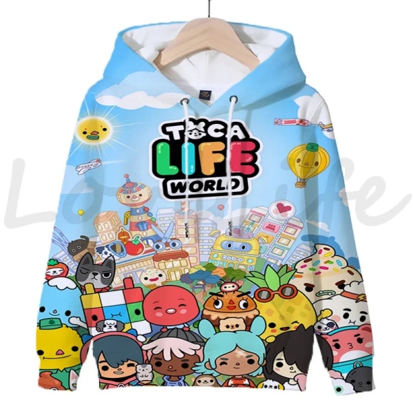 Toca Life World Luvtröjor för pojkar Flickor Långärmade tröjor Barn Sportkläder Barn Tecknade tröjor Hösttröjor Sudadera 1 kids-130(8T)